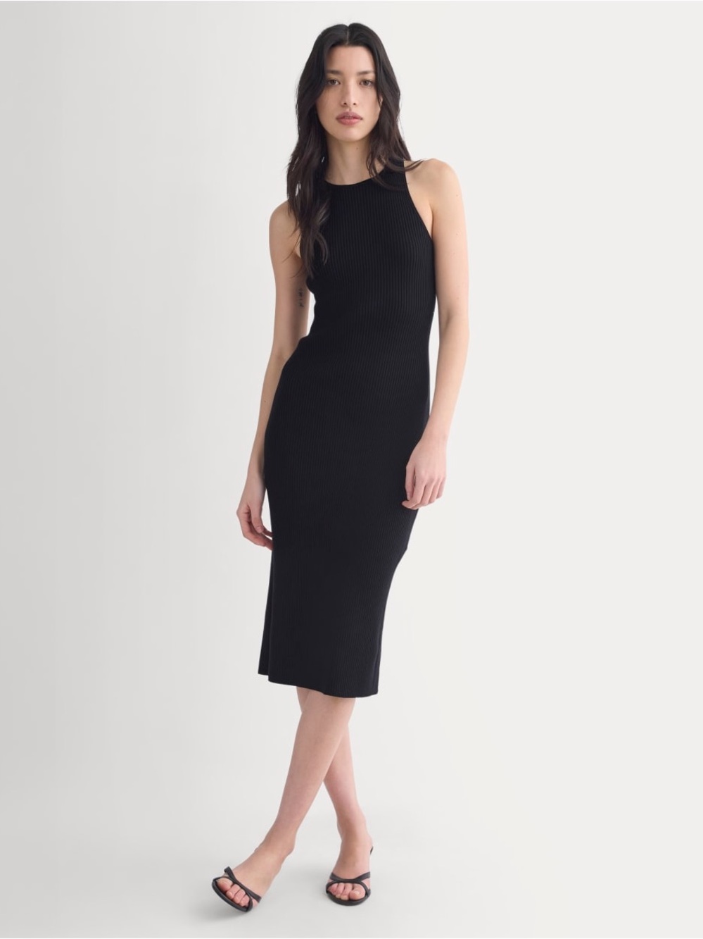 Everlane Black Ribbed Halter Midi Dress